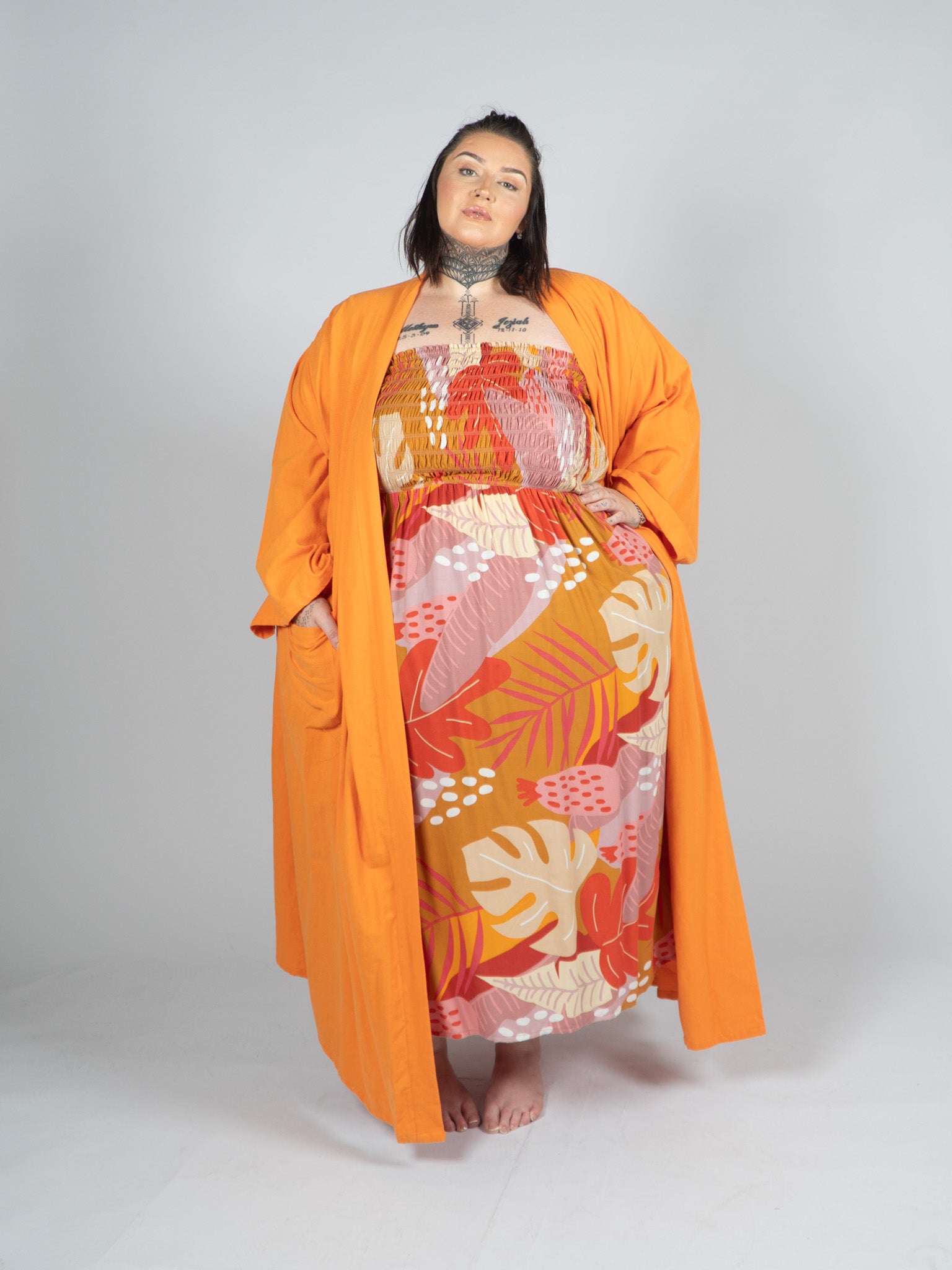 Adele Orange Cotton Robe