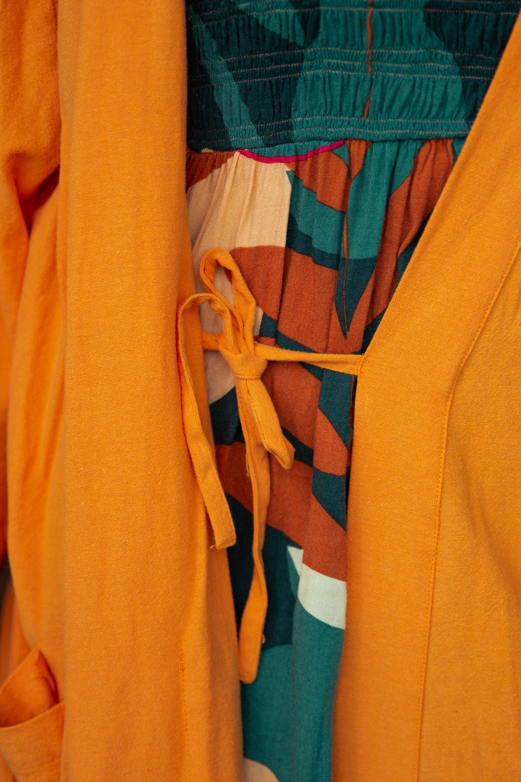 Adele Orange Cotton Robe