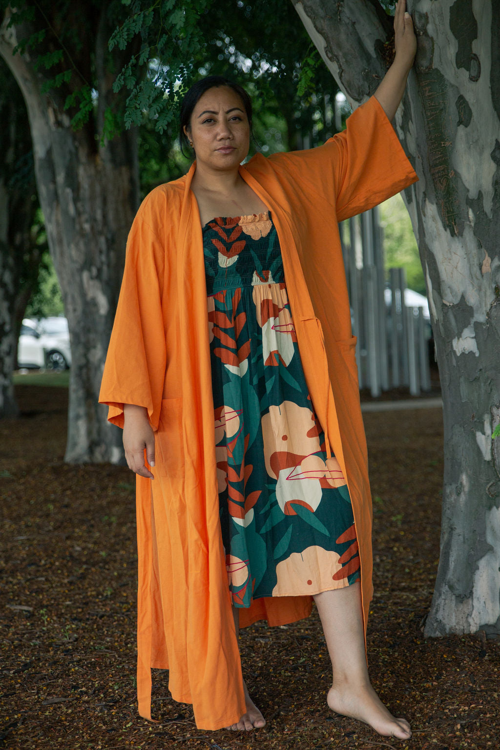 Adele Orange Cotton Robe