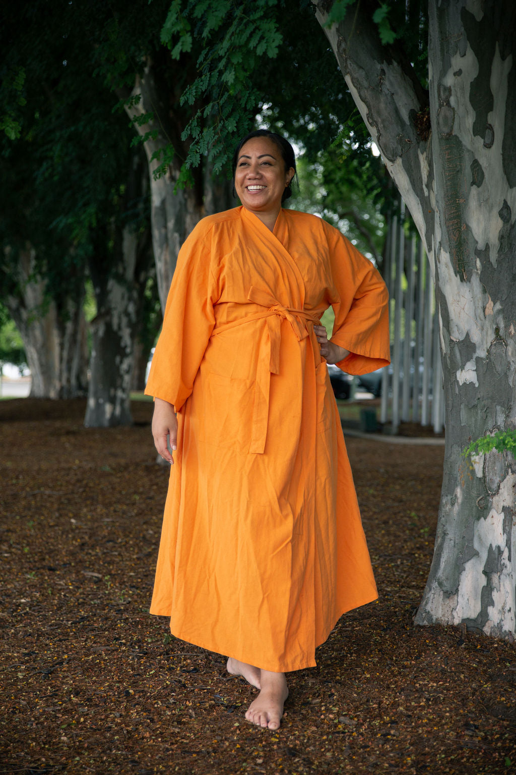 Adele Orange Cotton Robe