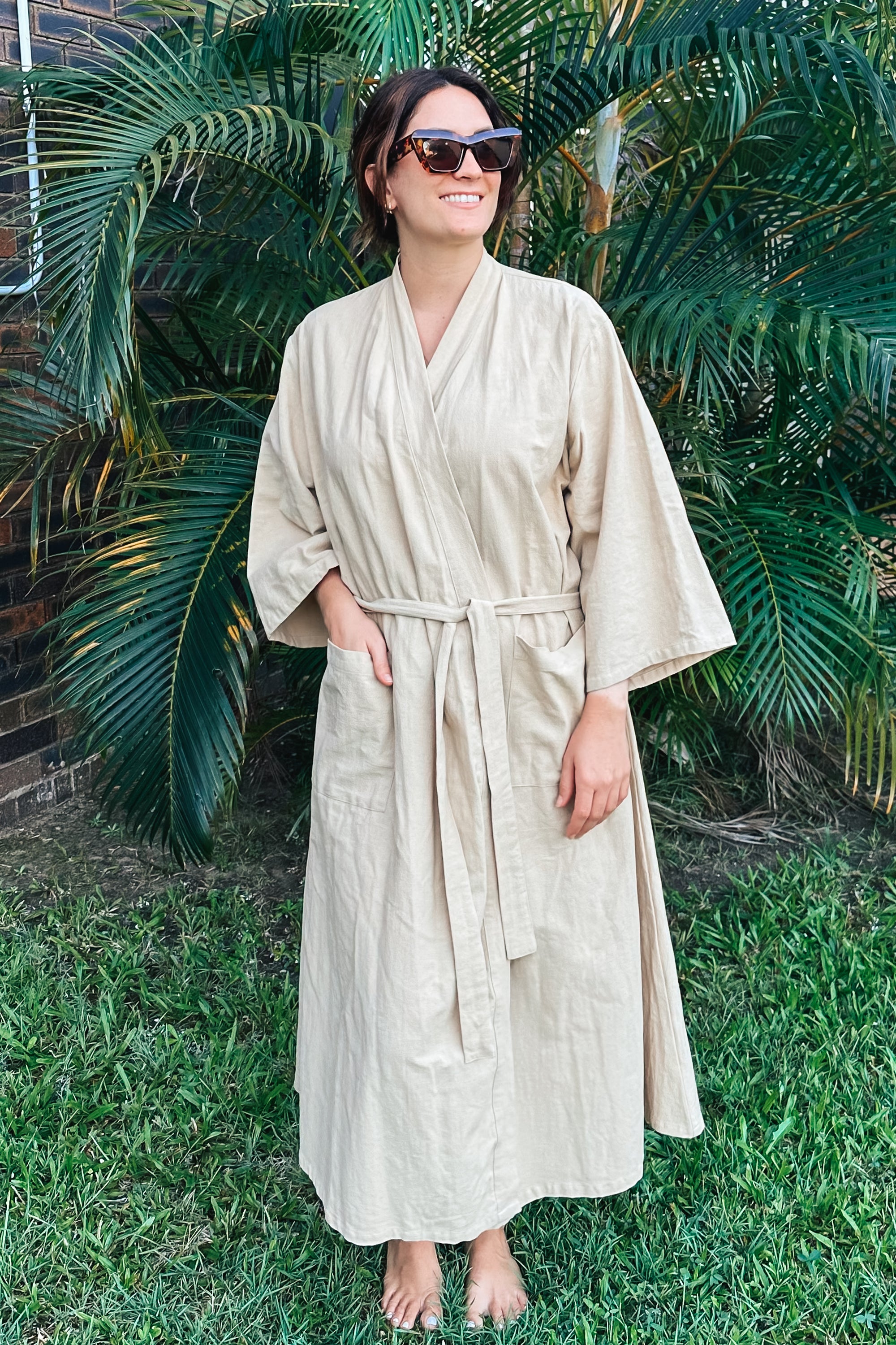 Adele Neutral Cotton Robe