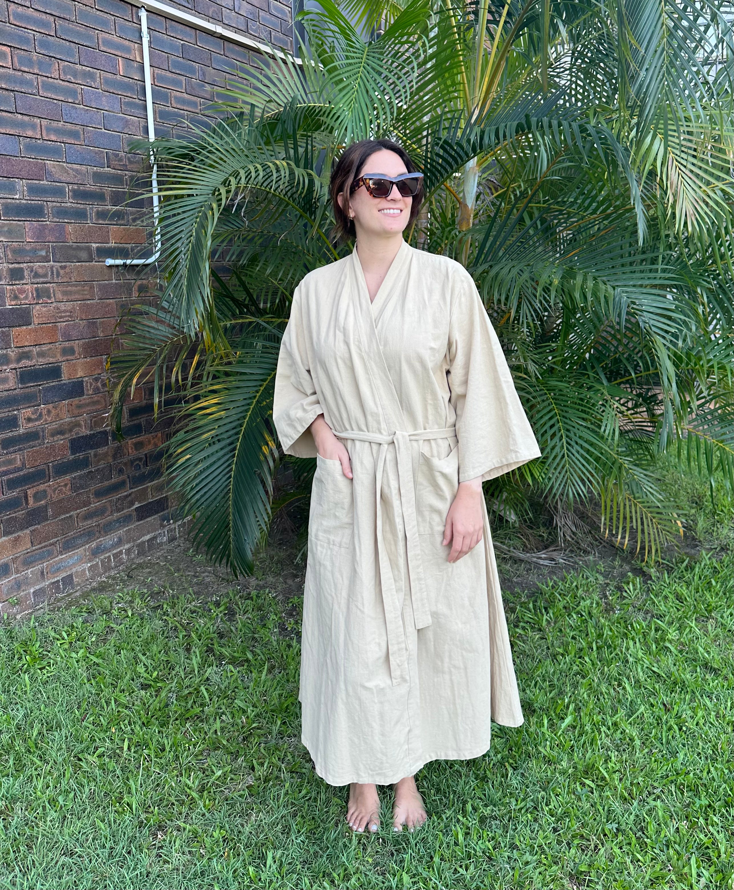 Adele Neutral Cotton Robe