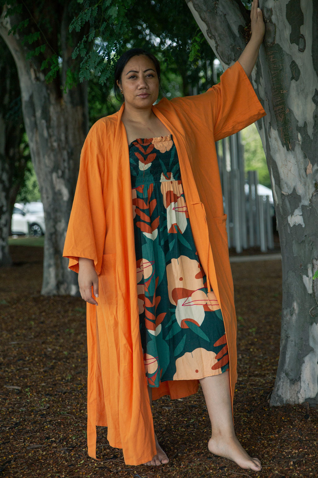 EveryWear Dress in Green Print